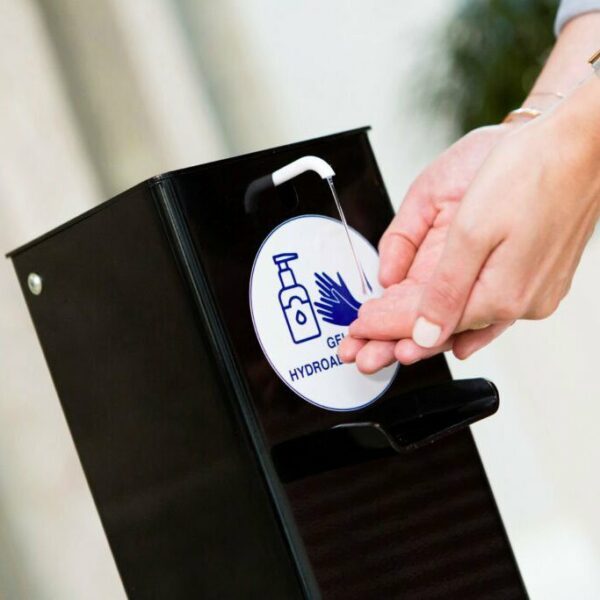 distributeur de gel hydroalcoolique sur pied