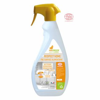 Nettoyant dégraissant désinfectant ecocert prêt à l'emploi des surfaces alimentaires Respect Home cuisine pulvérisateur 750ml